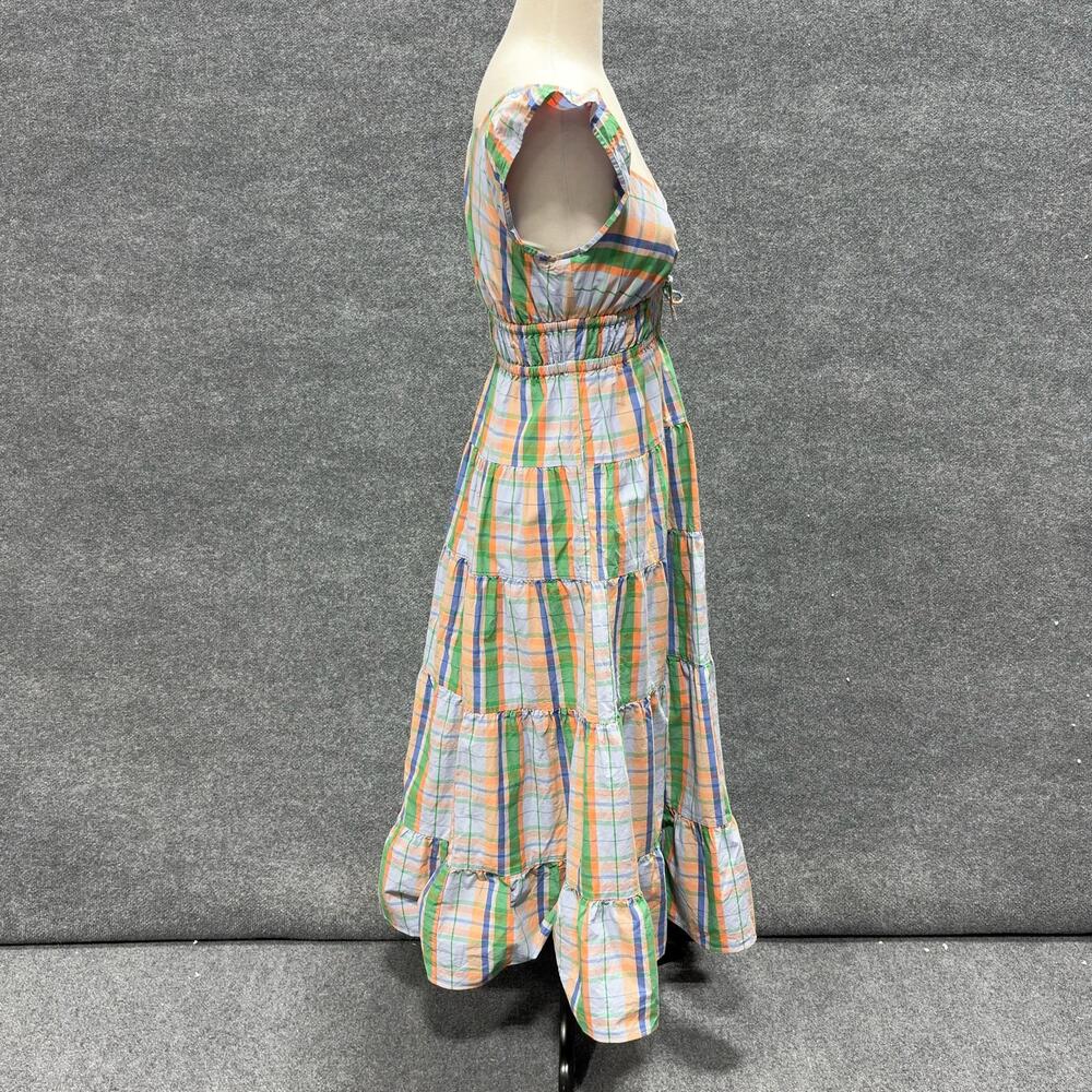 Kate Spade New York Dress Womens XS Blue Multicolor Plaid Flutter Maxi Sundress - Picture 3 of 15